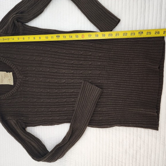 Ashley Aesthetic Perfection‎ Brown V Neck Cable Knit Long Sleeve Sweater - Picture 5 of 6